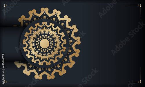Black banner with Indian gold pattern and place under your text
