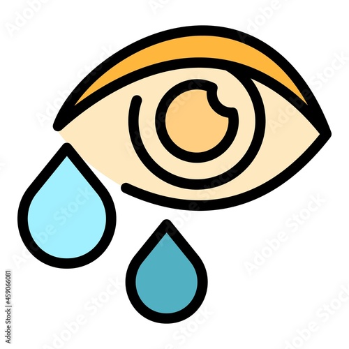 Crying allergy eye icon. Outline crying allergy eye vector icon color flat isolated