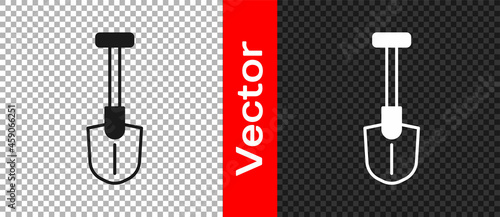 Black Fire shovel icon isolated on transparent background. Fire protection equipment. Equipment for firefighter. Vector