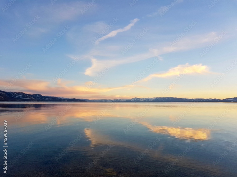 sunset over the lake, lake tahoe 