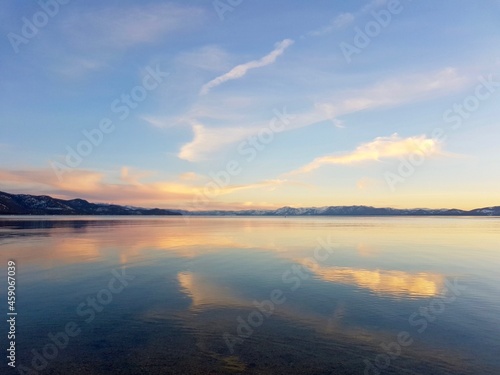 sunset over the lake, lake tahoe 