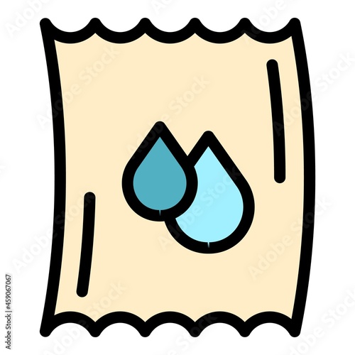 Wet tissue icon. Outline wet tissue vector icon color flat isolated