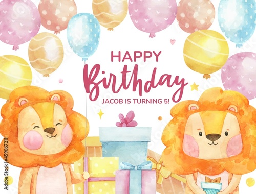 watercolor hand drawn birthday photocall vector design illustration