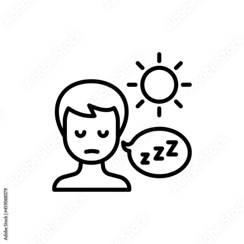 Drowsiness thin line icon. Abnormal sleepiness during the day. Illness symptom. Modern vector illustration.