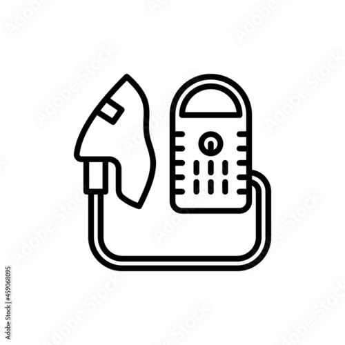 Nebulizer thin line icon. Medical equipment for inhalation in the diseases, asthma, bronchitis, rhinitis. Modern vector illustration.