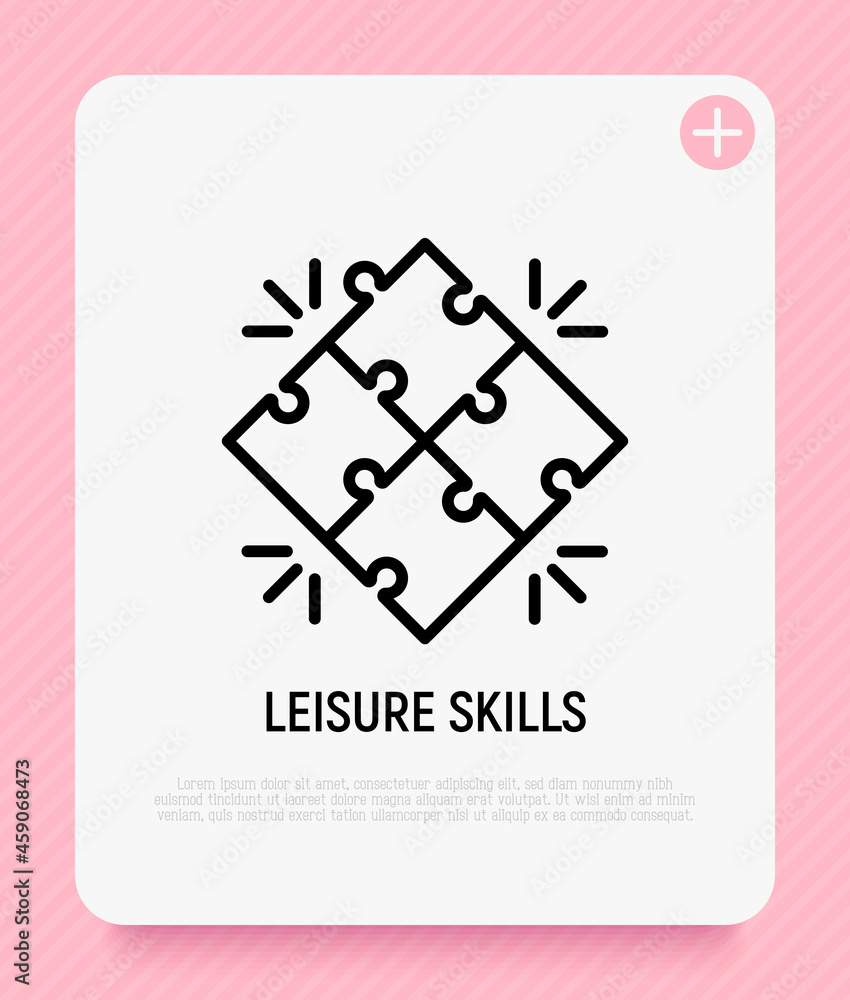 Completed puzzle from four pieces. Thin line icon of business solution. Modern vector illustration. Completed puzzle from four pieces. Thin line icon of business solution. Modern vector illustration.