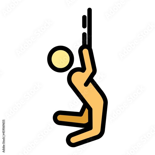 Man careless jump icon. Outline man careless jump vector icon color flat isolated
