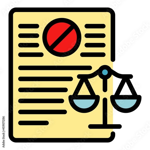 Judge documents icon. Outline judge documents vector icon color flat isolated