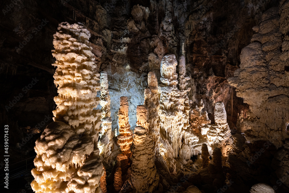 Underground krust cave in Marche Region, Italy. Frasassi