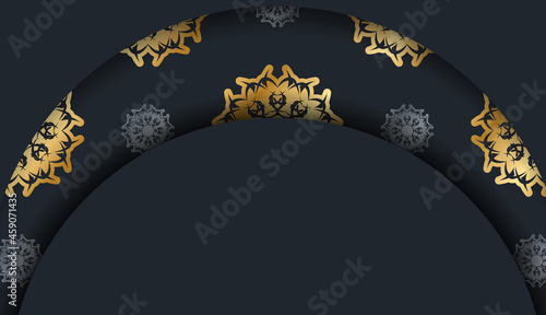 Greeting card in black with Greek gold pattern prepared for typography.