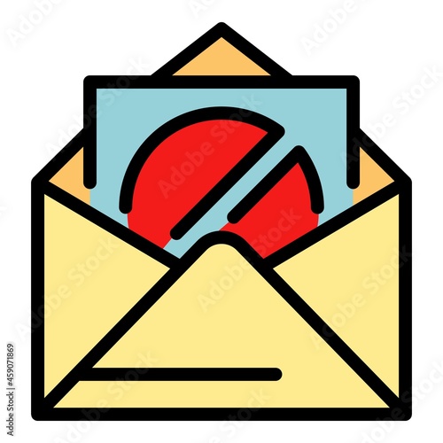 Restricted mail icon. Outline restricted mail vector icon color flat isolated