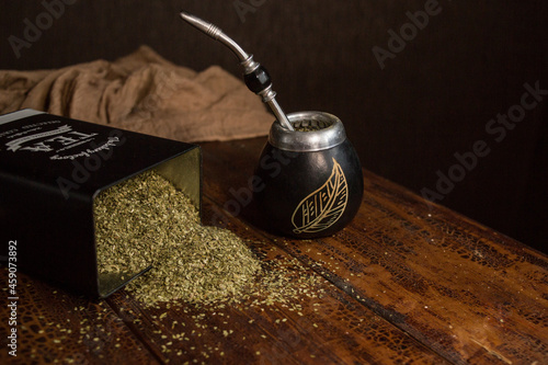 Mate Herbs Drink traditional from Argentina, Straw. photo