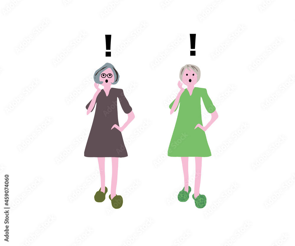 何かを思い出した初老の女性 何かを思い出した初老の女性