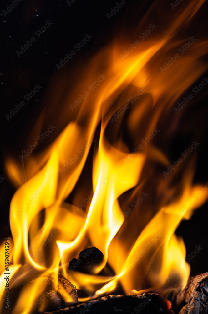 Fototapeta premium Fire Flames in a Oven