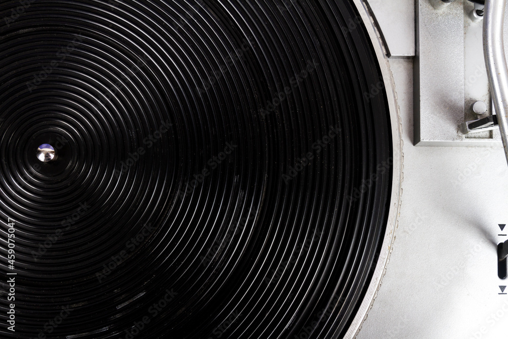 Fototapeta premium Close up of vintage turntable vinyl record player