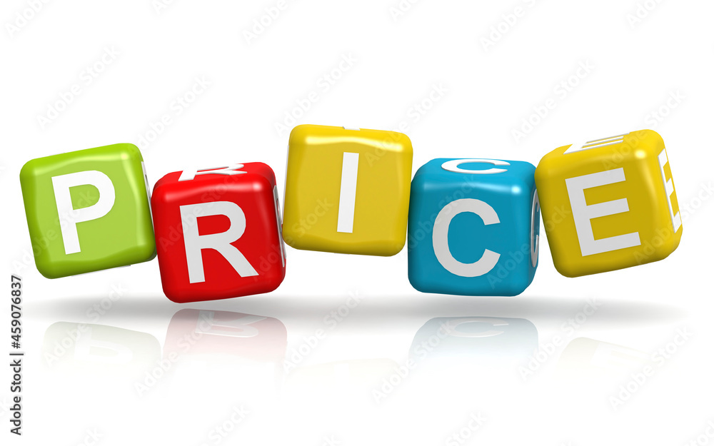 Price cube word with white background Price cube word with white background