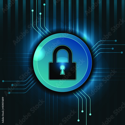 Technology security concept. Blue background

