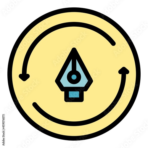 Redesign ink pen icon. Outline redesign ink pen vector icon color flat isolated