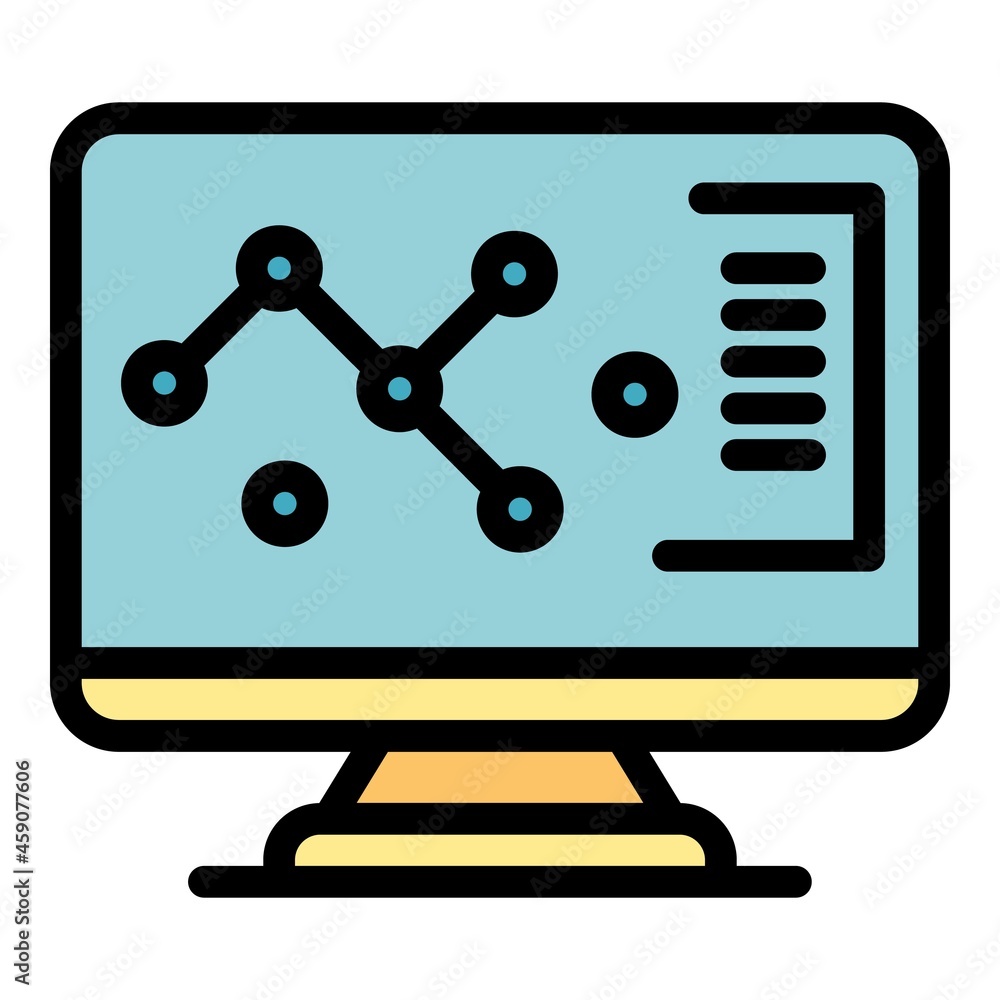 Monitor redesign icon. Outline monitor redesign vector icon color flat isolated Monitor redesign icon. Outline monitor redesign vector icon color flat isolated