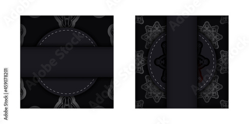 Congratulatory Flyer in black with Indian pattern is prepared for printing.
