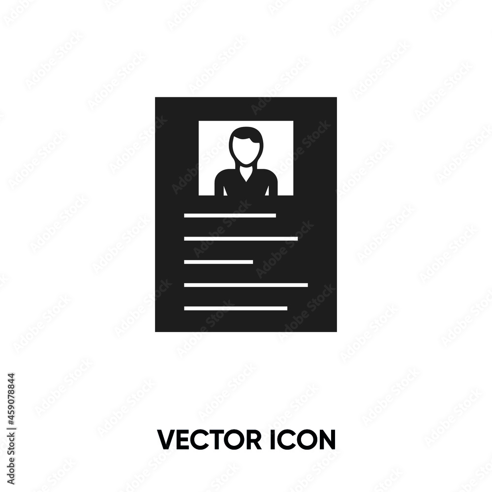 Resume vector icon. Modern, simple flat vector illustration for website or mobile app.Cv or curriculum vitae symbol, logo illustration. Pixel perfect vector graphics Resume vector icon. Modern, simple flat vector illustration for website or mobile app.Cv or curriculum vitae symbol, logo illustration. Pixel perfect vector graphics