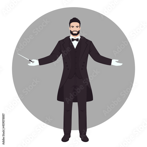 classical music, orchestra leader. Conductor person doing lead gesture