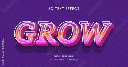 Grow 3D Text Effect Free Editable vector
