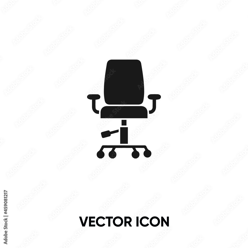 Office chair vector icon. Modern, simple flat vector illustration for website or mobile app.Chair symbol, logo illustration. Pixel perfect vector graphics Office chair vector icon. Modern, simple flat vector illustration for website or mobile app.Chair symbol, logo illustration. Pixel perfect vector graphics