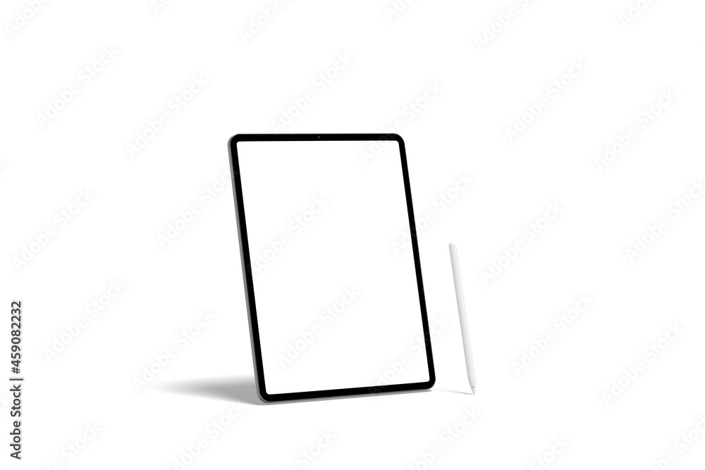 Tablet screen mockup view on white backgrounds Tablet screen mockup view on white backgrounds