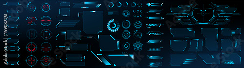 Big set of abstract HUD elements for ux ui design. Futuristic Sci-Fi user Interface. Dashboard display. Callouts titles. Vector