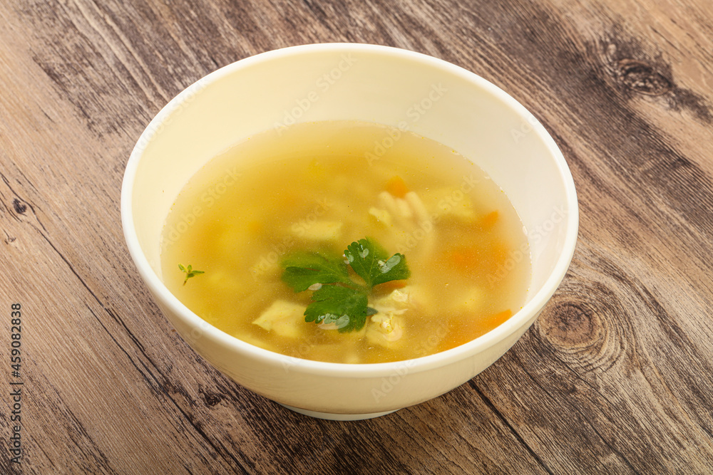 Tasty chicken soup with carrot Tasty chicken soup with carrot