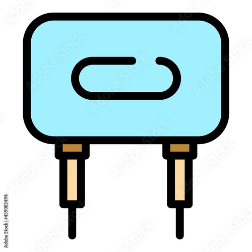 Power capacitor icon. Outline power capacitor vector icon color flat isolated