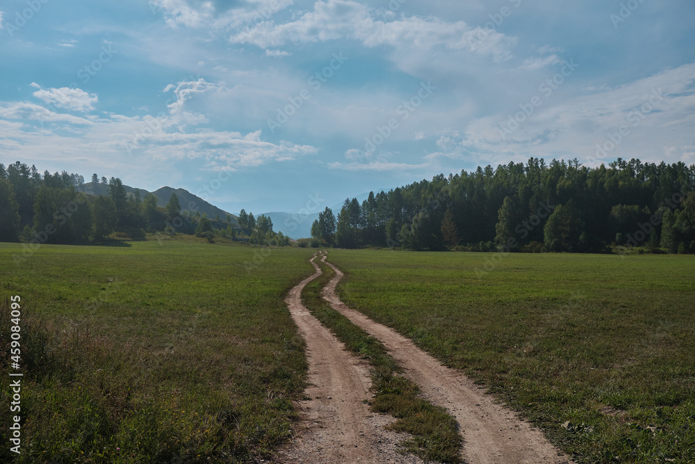 The road in Siberia to Belukha Mountain  