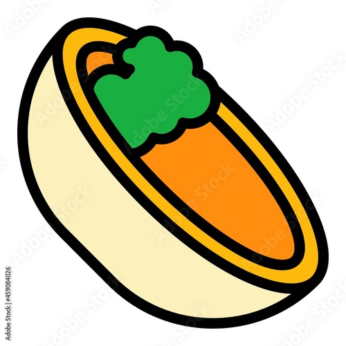 Pita in bowl icon. Outline pita in bowl vector icon color flat isolated