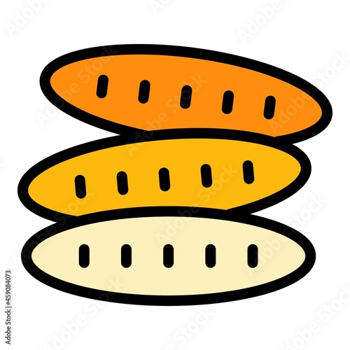 Pita bread icon. Outline pita bread vector icon color flat isolated