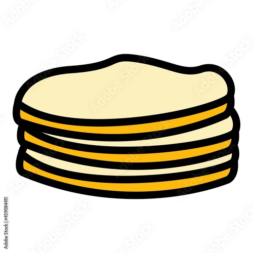 Pocket pita bread icon. Outline pocket pita bread vector icon color flat isolated