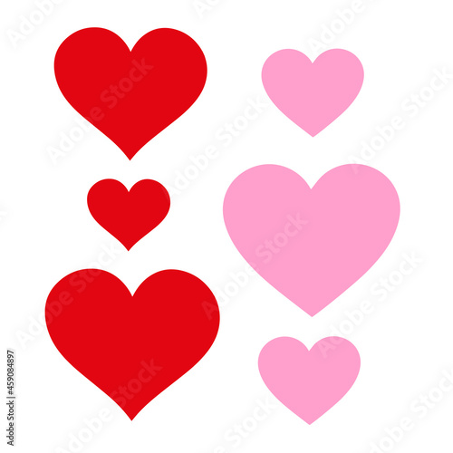 Heart-shaped collection of various sizes on a white background.