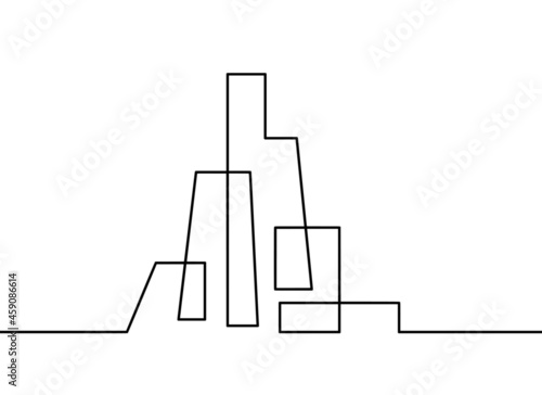 Abstract architecture  as continuous lines drawing on white background. Vector