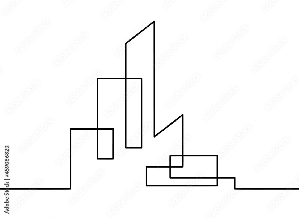 Abstract architecture as continuous lines drawing on white background. Vector Abstract architecture as continuous lines drawing on white background. Vector