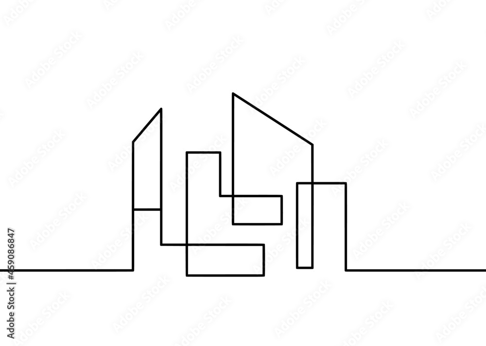 Abstract architecture as continuous lines drawing on white background. Vector Abstract architecture as continuous lines drawing on white background. Vector