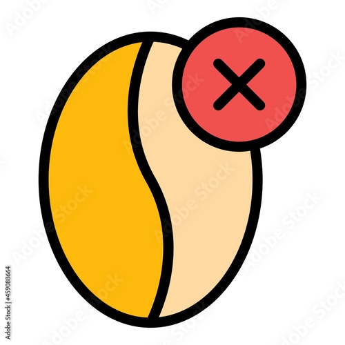 Coffee bean decaf icon. Outline coffee bean decaf vector icon color flat isolated