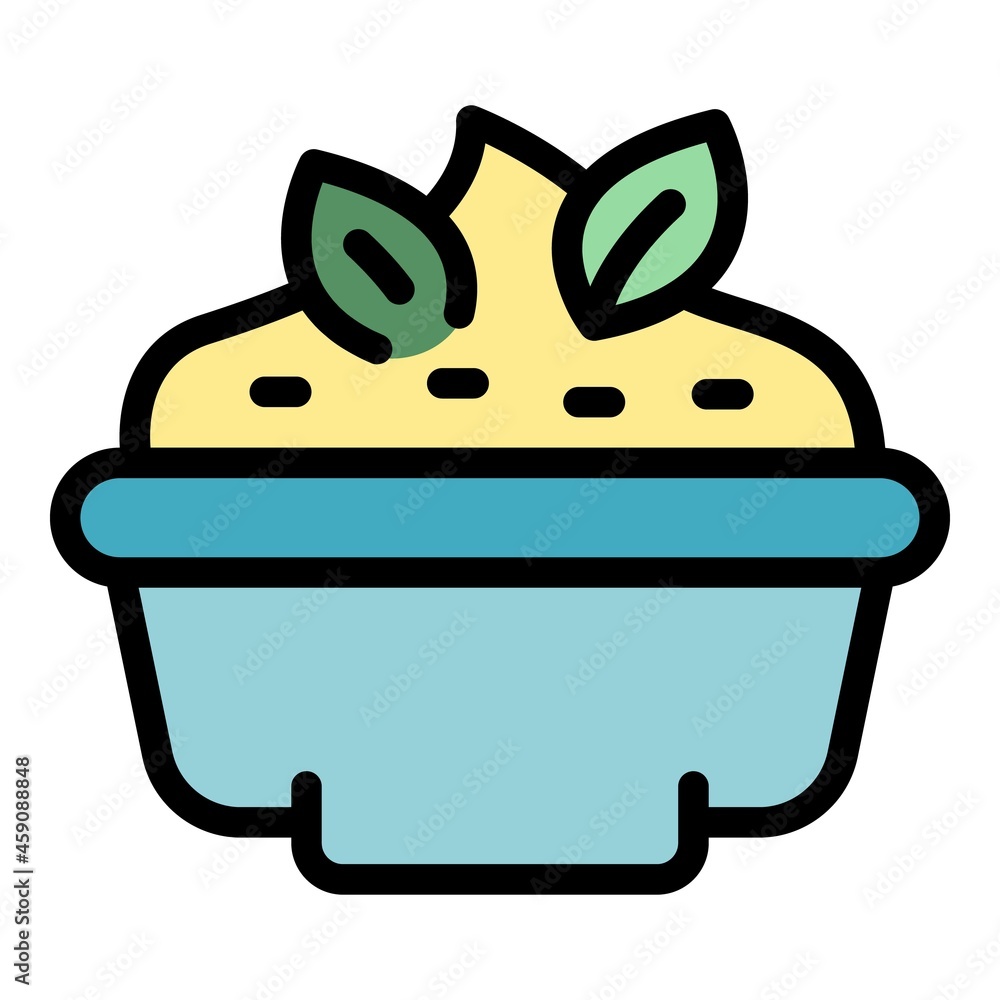 Bowl mashed potatoes icon. Outline bowl mashed potatoes vector icon color flat isolated Bowl mashed potatoes icon. Outline bowl mashed potatoes vector icon color flat isolated