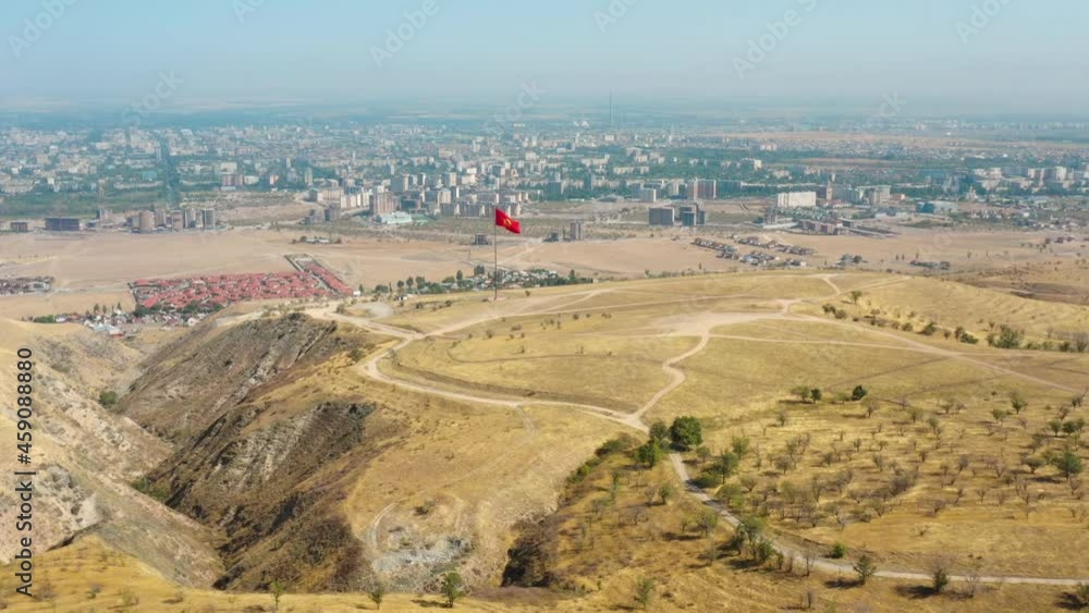 Aerial view of Bishkek city from mountains Aerial view of Bishkek city from mountains