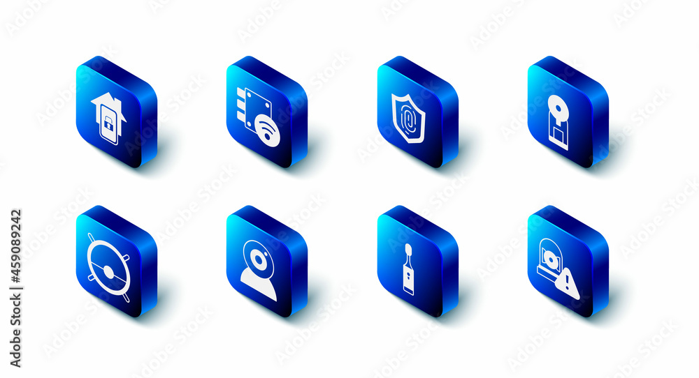 Set Digital door lock, Fingerprint, Smart coffee machine, Ringing alarm bell, Electric toothbrush, Web camera, Robot vacuum cleaner and Mobile with smart home icon. Vector Set Digital door lock, Fingerprint, Smart coffee machine, Ringing alarm bell, Electric toothbrush, Web camera, Robot vacuum cleaner and Mobile with smart home icon. Vector