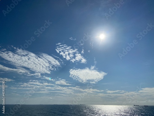 beautiful sea and sunny sky with clouds