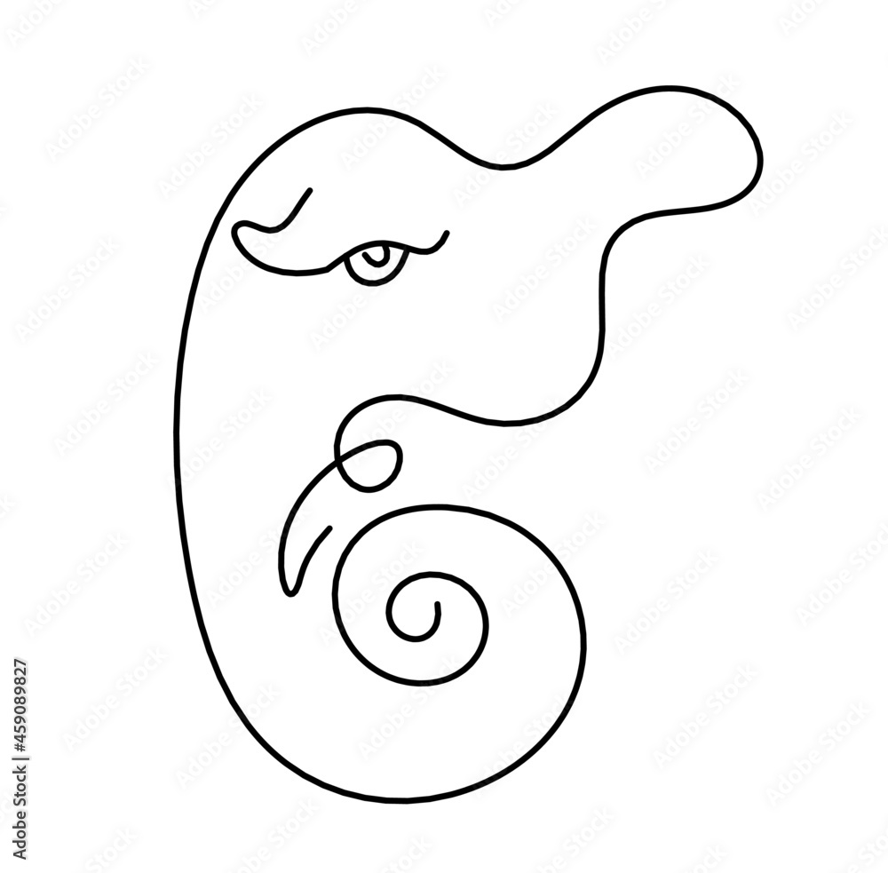 Silhouette of Lord Ganesha as line drawing on the white background. Vector Silhouette of Lord Ganesha as line drawing on the white background. Vector