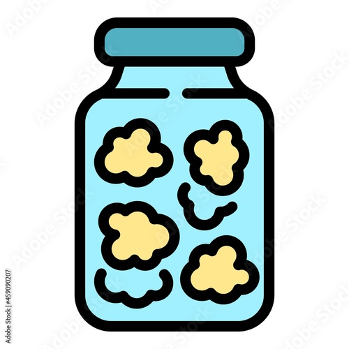 Pickled food jar icon. Outline pickled food jar vector icon color flat isolated