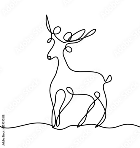 Silhouette of abstract deer as line drawing on white