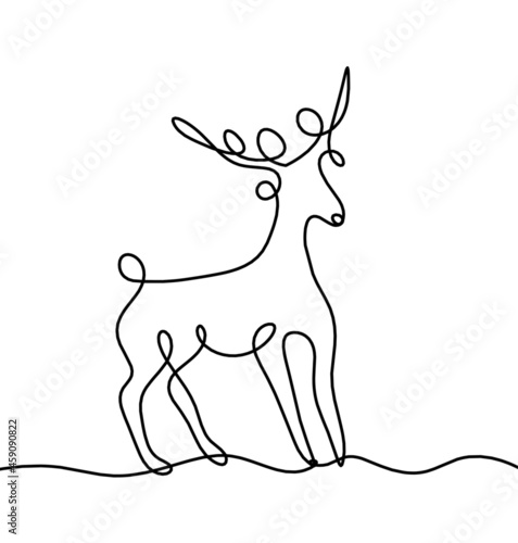Silhouette of abstract deer as line drawing on white