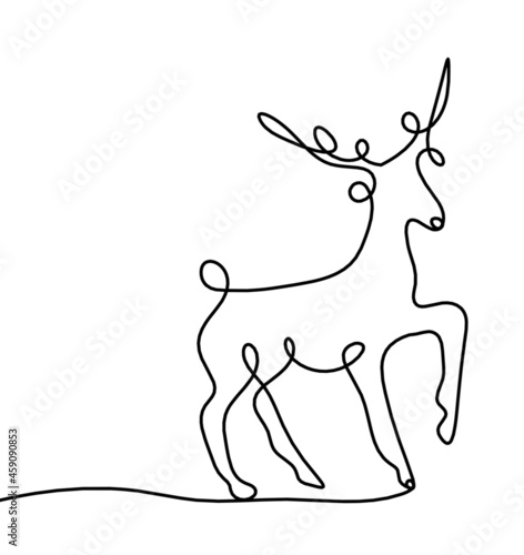 Silhouette of abstract deer as line drawing on white